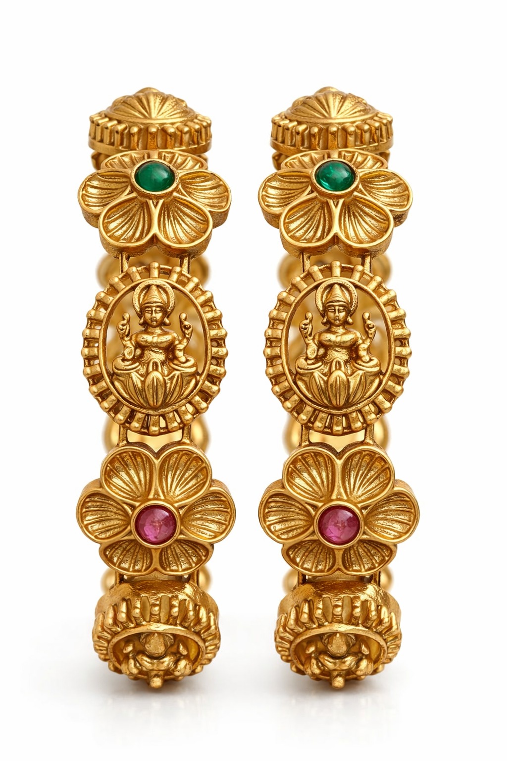 Goddess Lakshmi  Matte Gold Plated Bangles