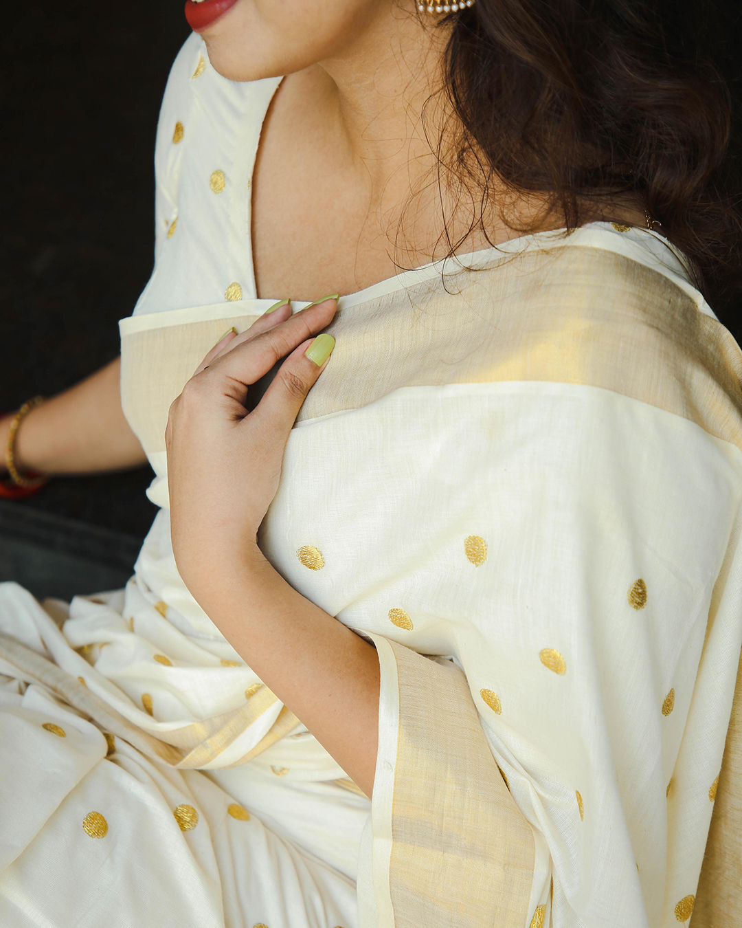 Small Polka Cotton Saree