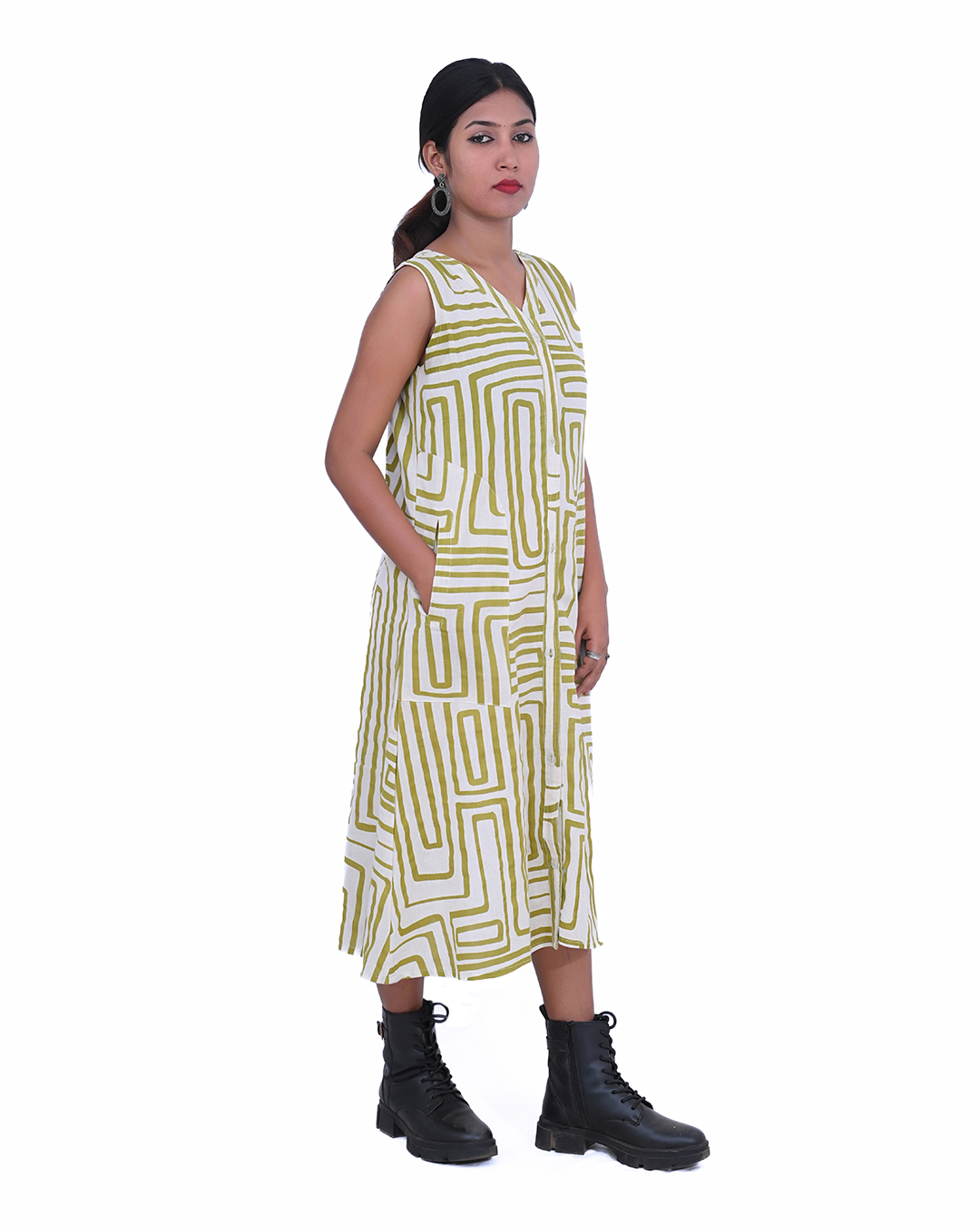 Geometric Printed  A-line Midi