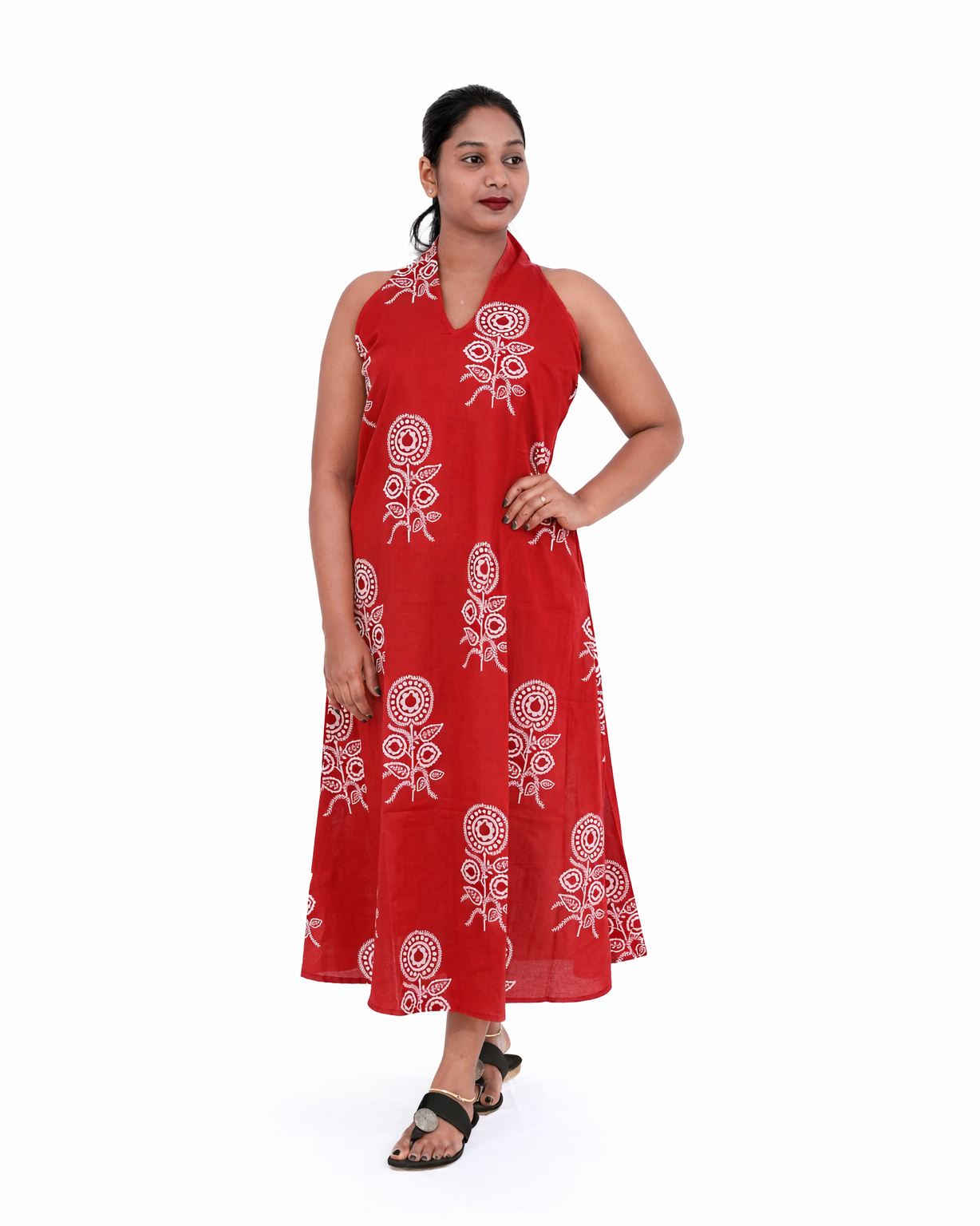 Red and White  Batik Art printed Kurti