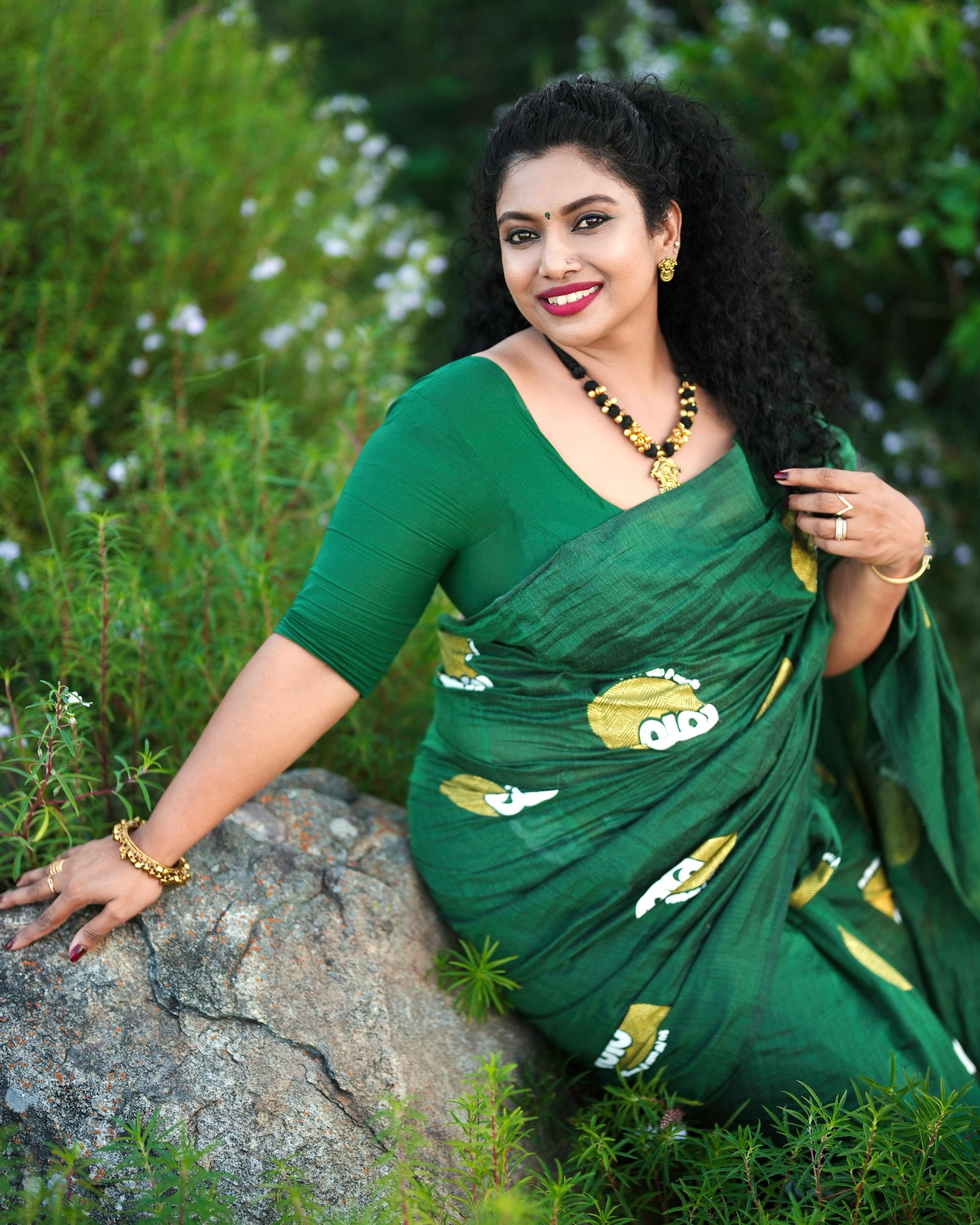 Malayalam and Tamil Script Khadi Cotton Saree