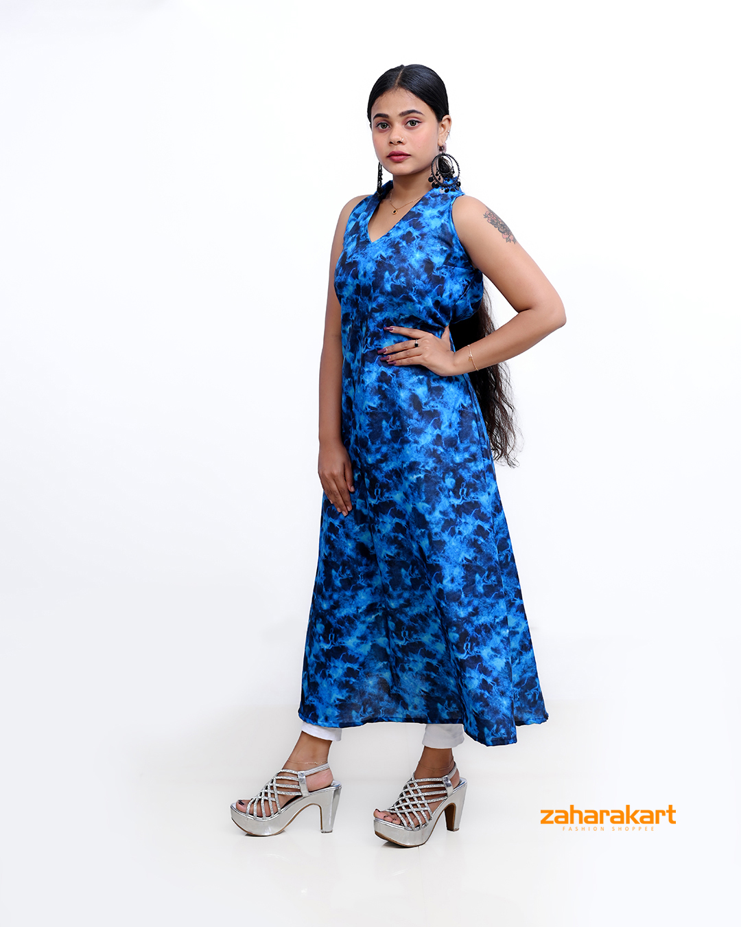 Abstract Printed A-line Ethnic Kurti