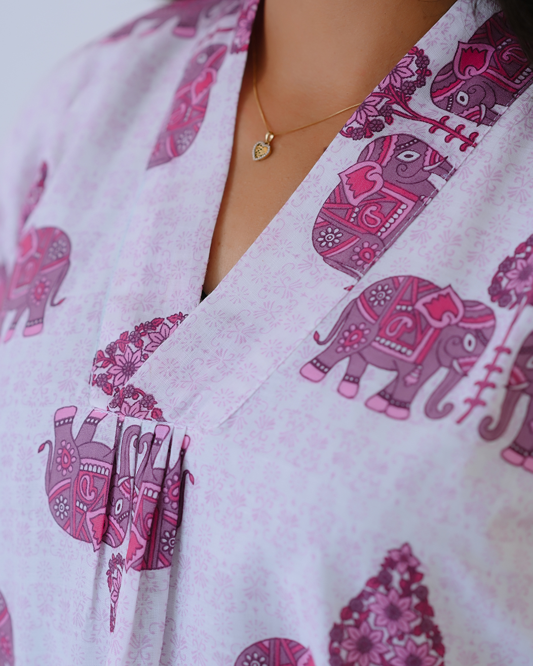 Blush Elephant Print Cotton Top