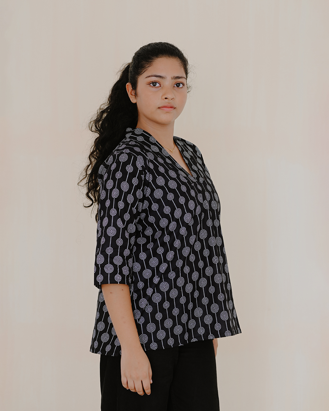 Black Printed Short  Top