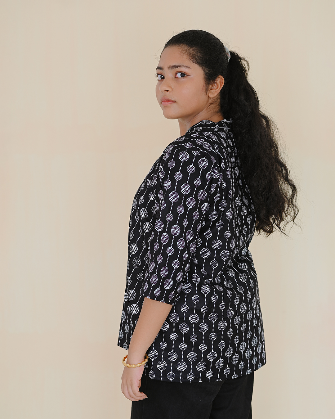 Black Printed Short  Top
