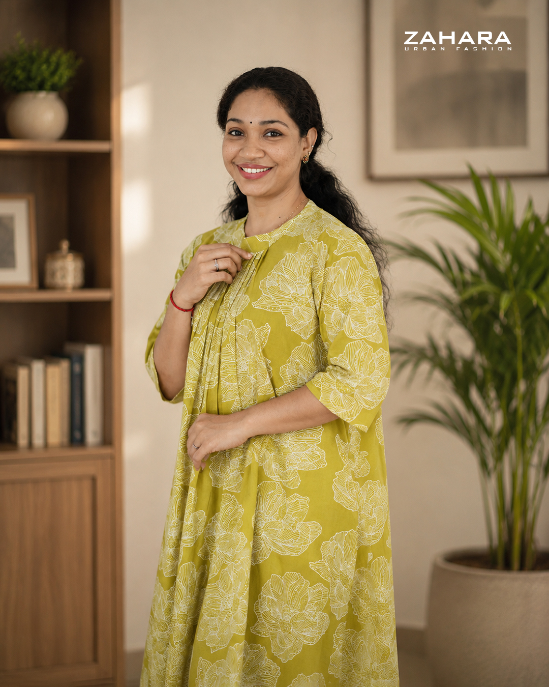 Mustard Yellow Cotton A-Line Kurti