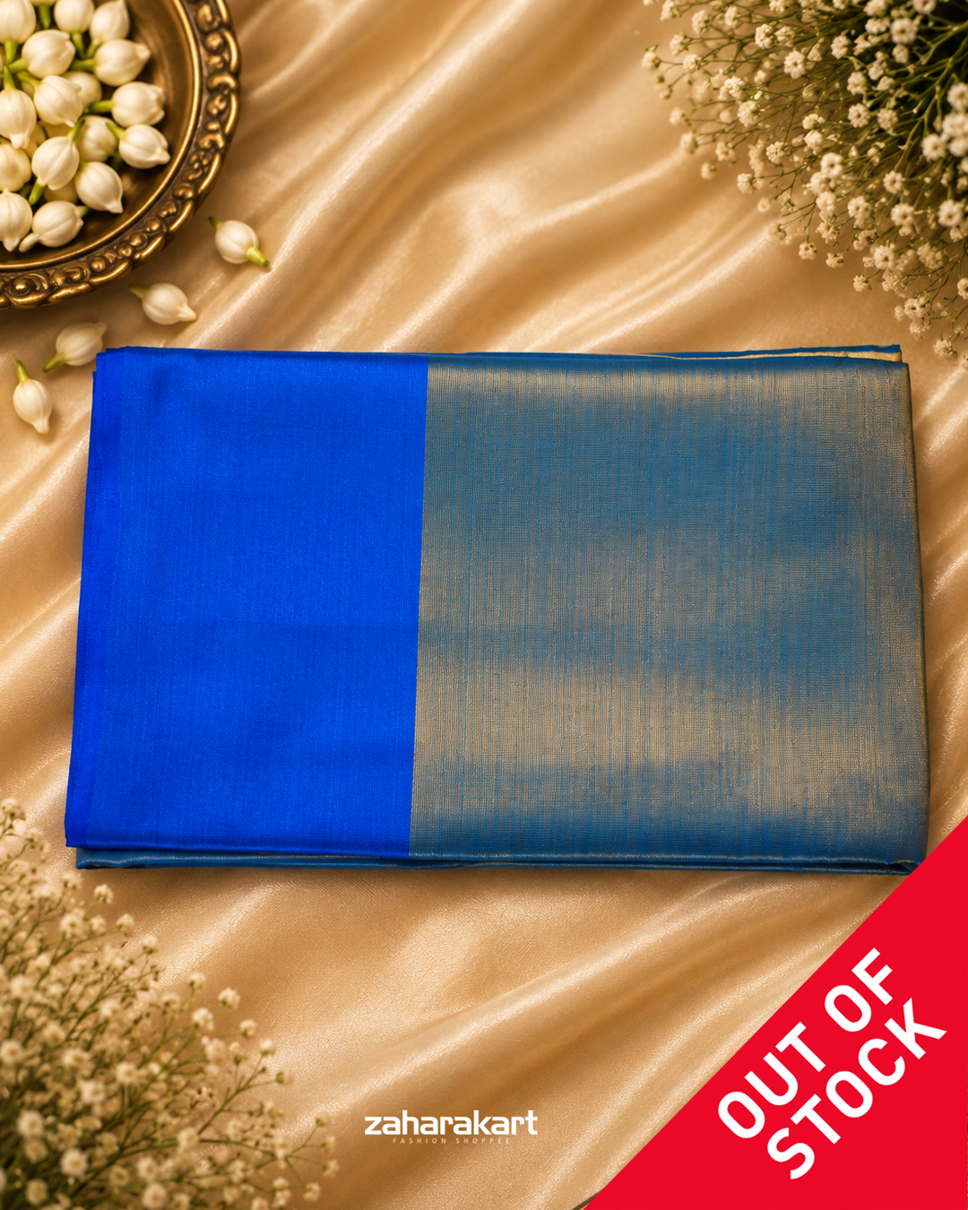 Royal Blue & Steel Blue Tissue Saree