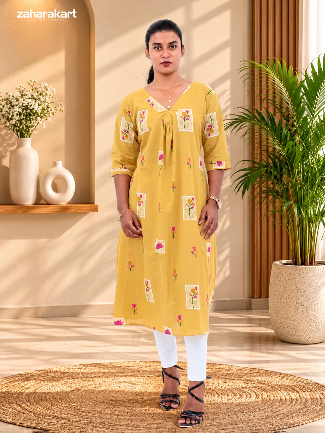 Mustard Bloom – Floral Printed Kurta