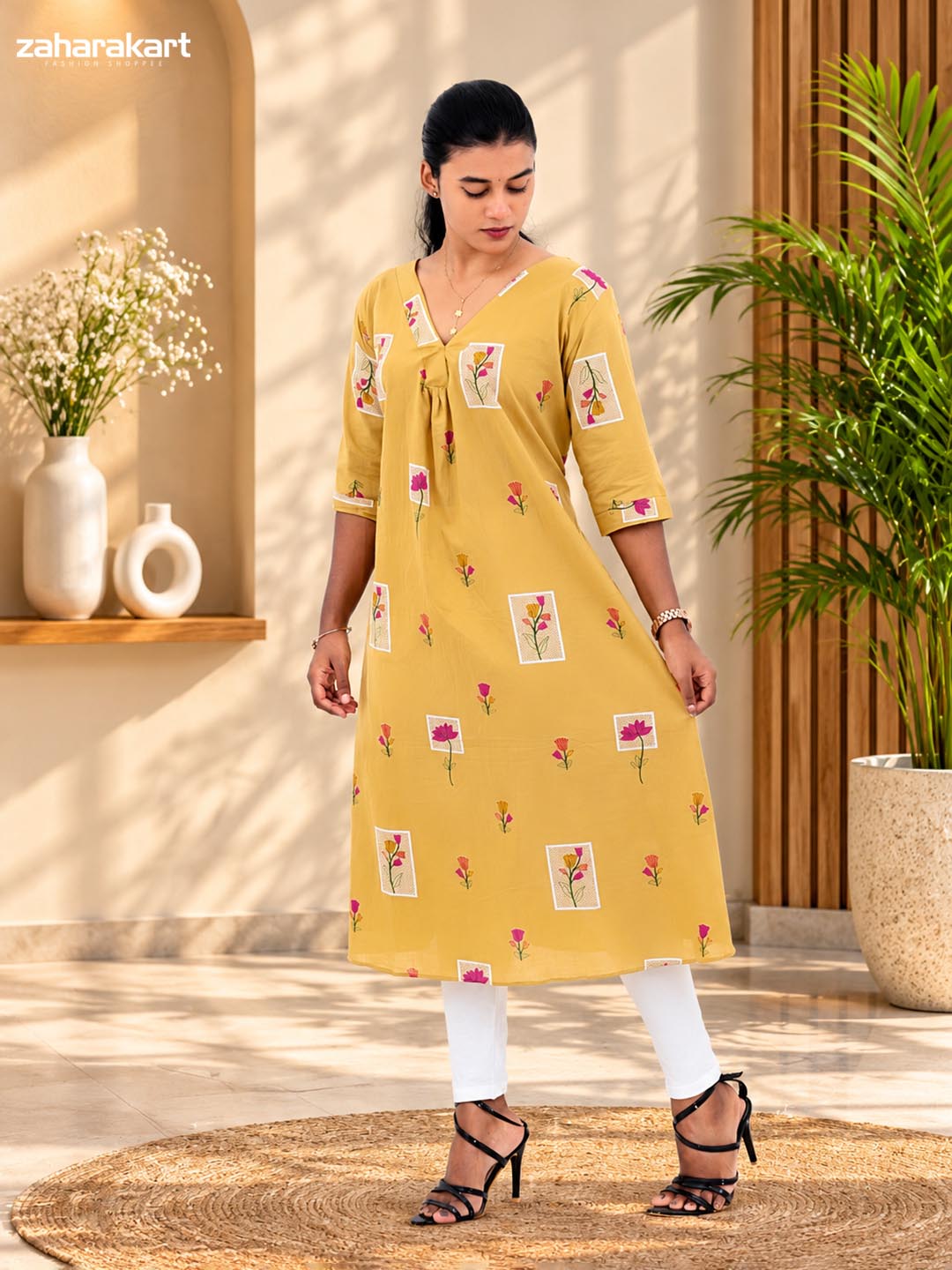 Mustard Bloom – Floral Printed Kurta